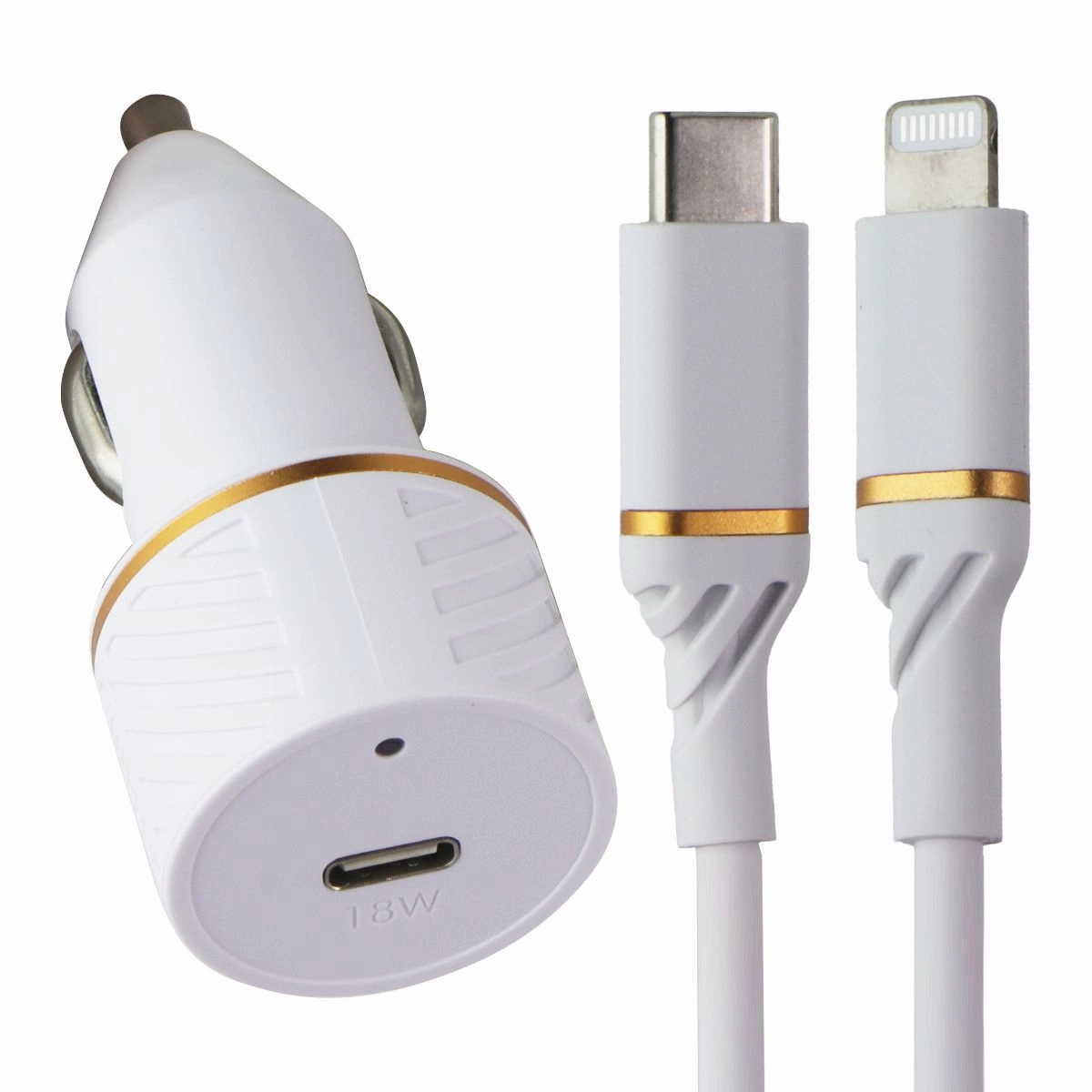 Otterbox (18W) Fastcharge Car Charging Kit (Lightning 8-Pin To Usb-C) - White Hot Clearance Now
