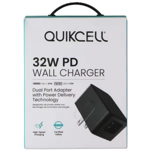 Quikcell 32W Dual Port (Usb-C & Usb-A) Pd Wall Charger - Black Shop Save Today Limited Stock Hot Deal
