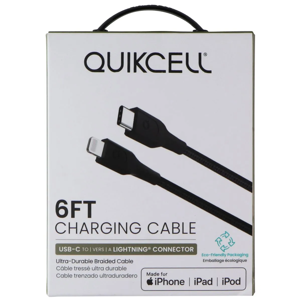 EndofWeek Deals Shop Hot Deals Quikcell 6Ft Braided Usb-C To Lightning 8-Pin Charging Cable - Black