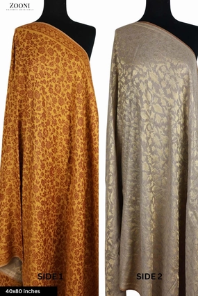 Todays Mega Savings Reversible Kaani X Moonlight Merino Wool Shawl - Mustard