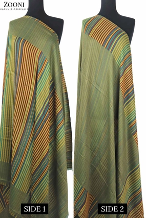 Reversible Superfine Cashmere Striped Shawl - Avocado Green Clearance Sale