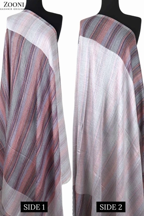 Reversible Superfine Cashmere Striped Shawl - White And Purple Affair Sale Ending Soon