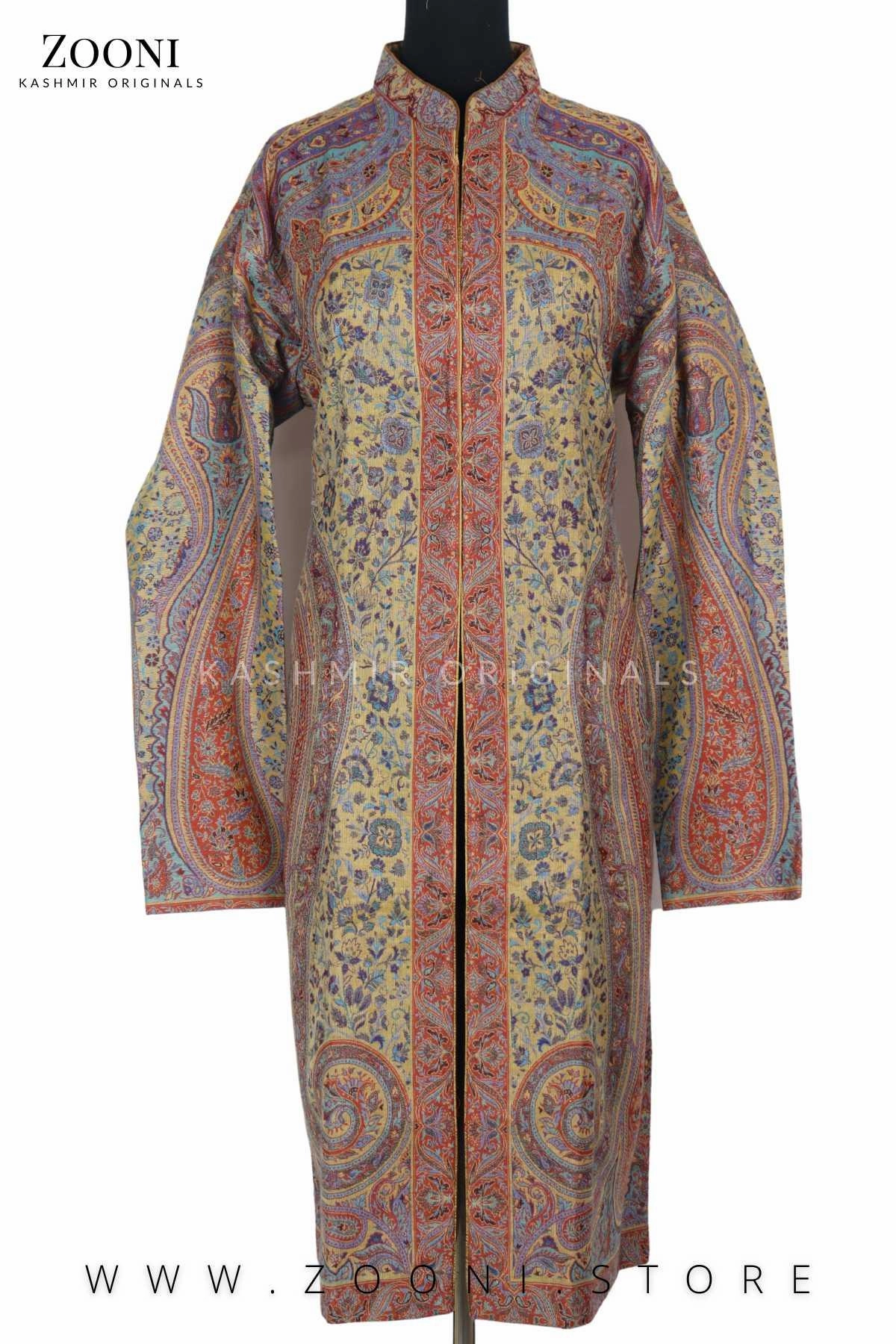 Royal - Limited Edition Stitched Kaani Woven Women'S Luxury Coat - Mustard And Burnt Orange Online Deal Frenzy Perfect Gift Offer