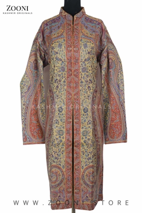 Royal - Limited Edition Stitched Kaani Woven Women'S Luxury Coat - Mustard And Burnt Orange Online Deal Frenzy Perfect Gift Offer