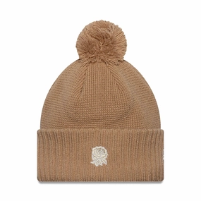 Clearance Event Today Rugby Football Union Womens Mohair Beige Cuff Knit Beanie Hat