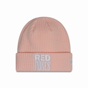 Rugby Football Union Womens Ribbed Pastel Pink Cuff Knit Beanie Hat Shop Grab Savings