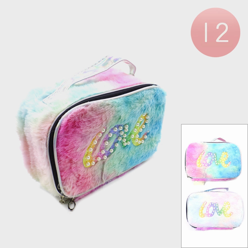 12Pcs - Love Message Faux Fur Pouch Bags Best Seller Deal