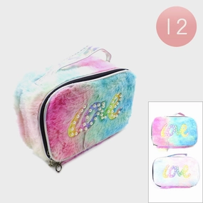 12Pcs - Love Message Faux Fur Pouch Bags Best Seller Deal