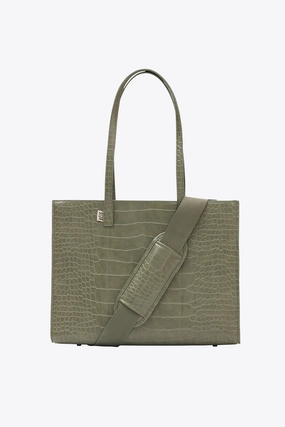 The Work Tote In Olive Croc Best Price Today