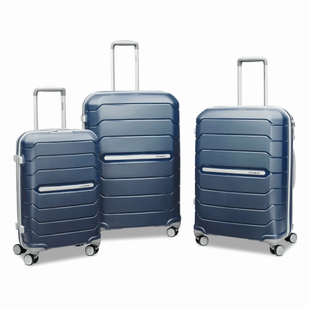 Flash Discount Today Daily Deal Frenzy Samsonite Freeform 3 Piece Set 21|24|28 Inch Expandable Spinners (Navy)