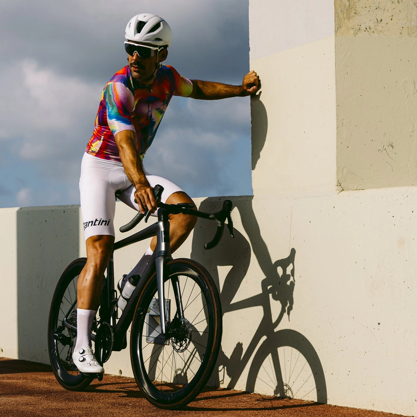 Santini Unico Edge bib short - White