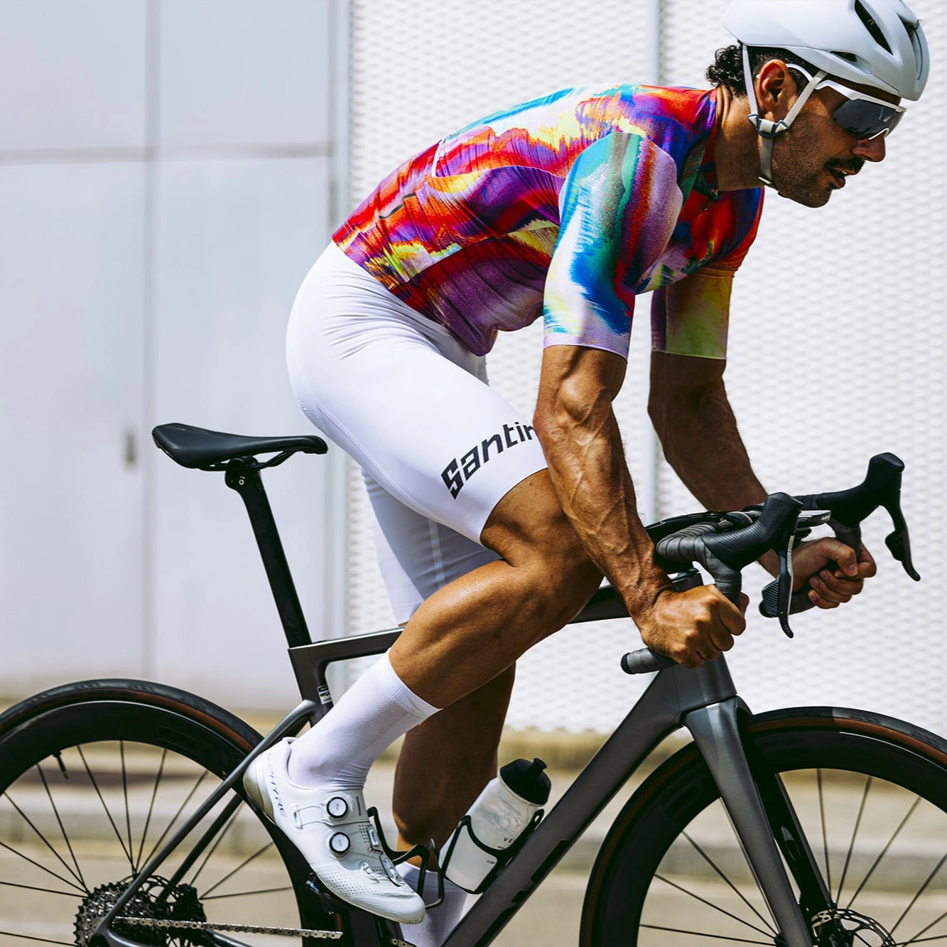 Santini Unico Edge bib short - White