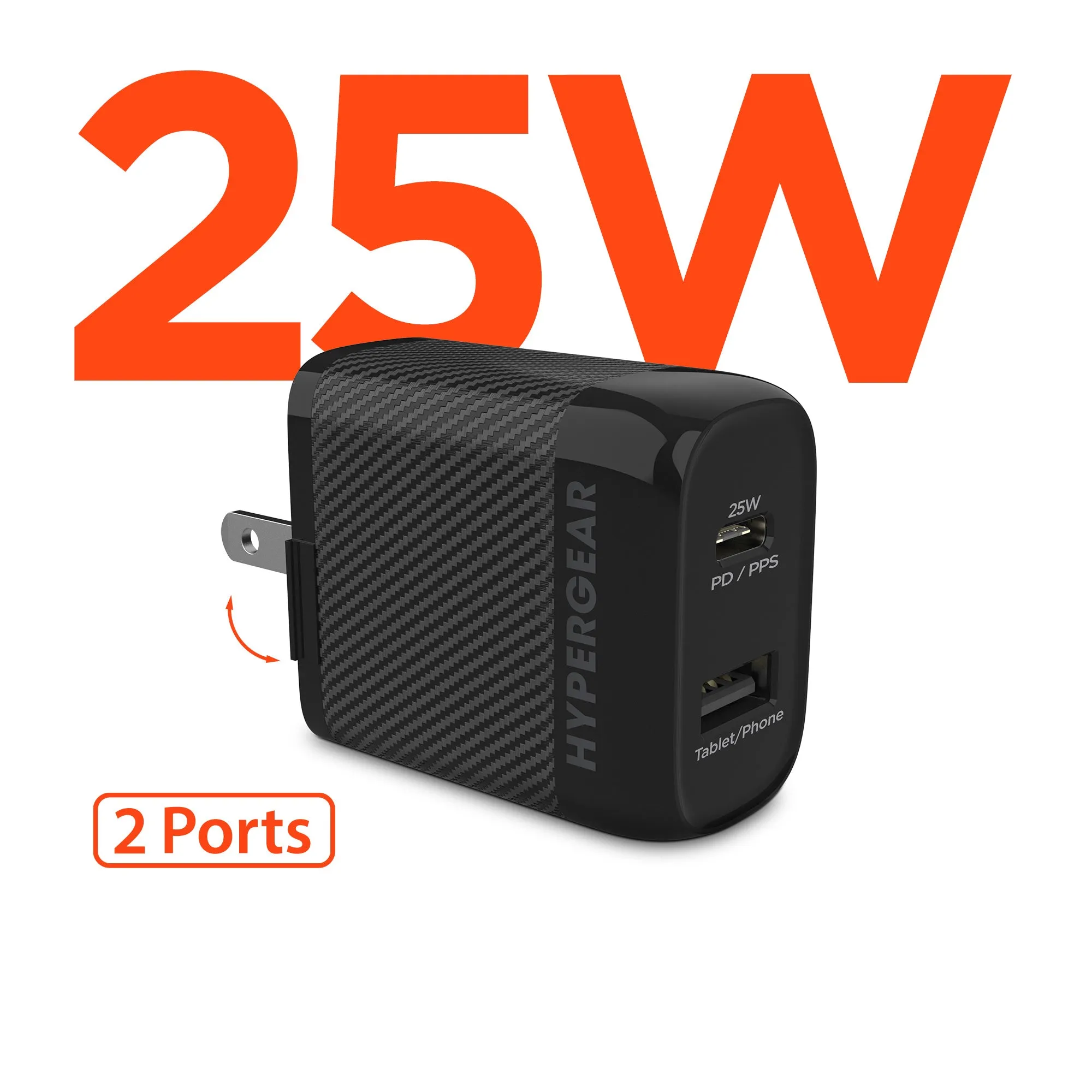 Grab Save Today Save Big Today Speedboost 25W Usb-C & 12W Usb Wall Charger With Pd/Pps | Black