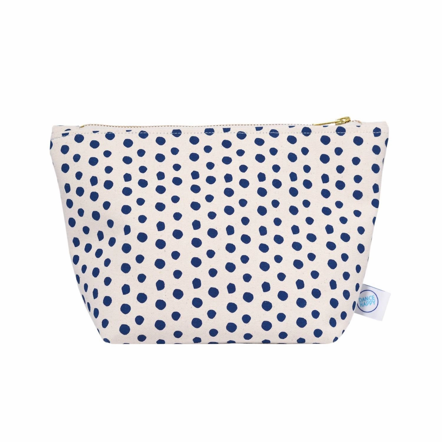 Women'S Tiny Dots Cosmetic Bag In Beige/Navy Grab Your Deal Today Hot Pick Sale