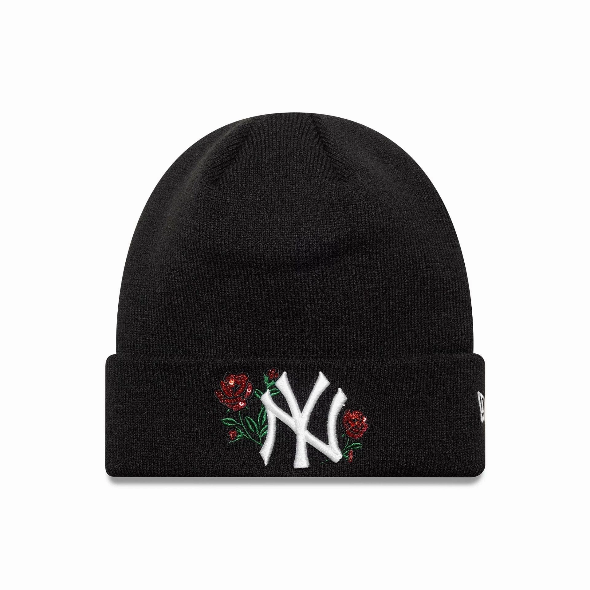 New York Yankees Mlb Sequin Rose Black Cuff Knit Beanie Hat Limited Stock Alert