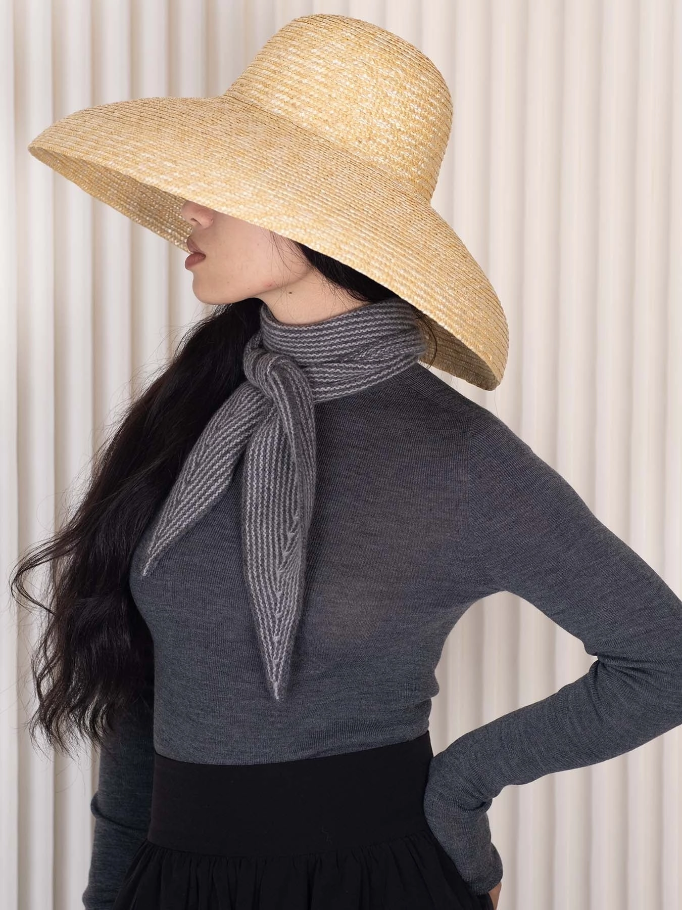 Todays Best Deal Trendy Picks Today Oat & Rice Sailor Cashmere Neck Tie In Grey