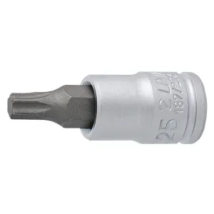 Screwdriver socket with TX profile 1/4"