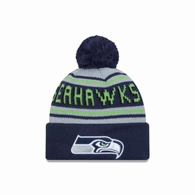 Seattle Seahawks Nfl Pom Wordmark Navy Bobble Knit Beanie Hat Shop Hot Deals MustHave Items