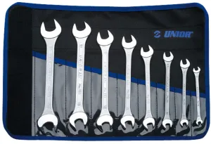 Set of open end wrenches in bag