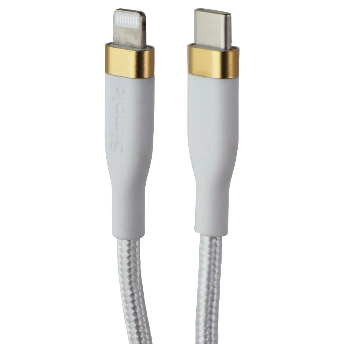 Special Occasion Discount Trending Offer Today S. Simple 10 Foot Usb-C To Lightning 8-Pin Tough-Knit Braided Cable - White/Gold