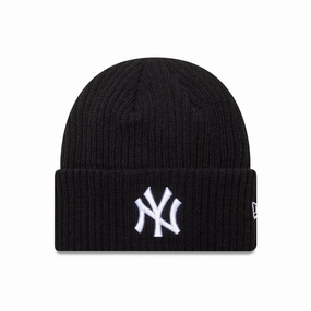 New York Yankees Mlb Black Wide Cuff Knit Beanie Hat Flash Sale Alert Limited Edition Offer