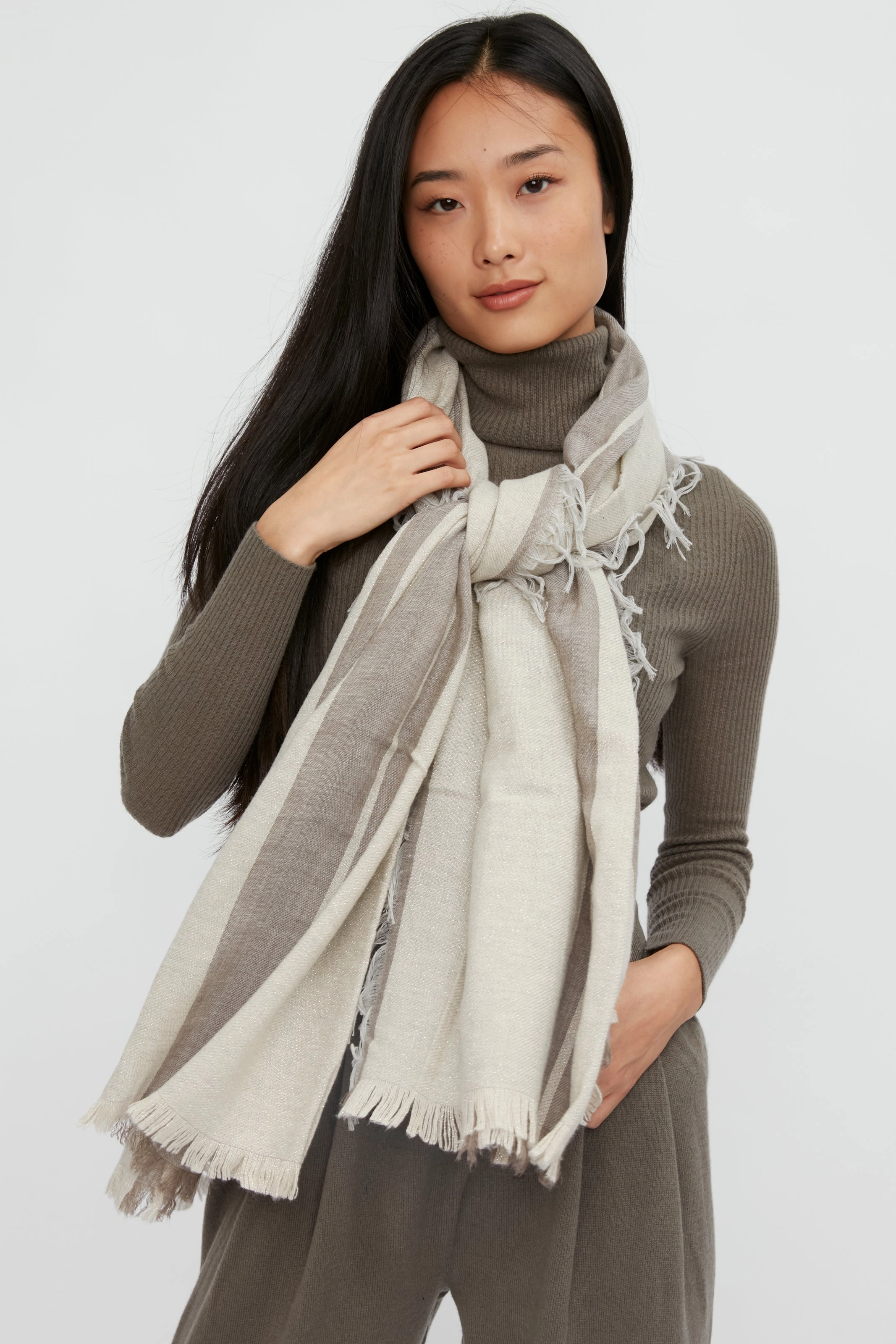 Save Big Online Lurex Stripe Scarf In Mandorla