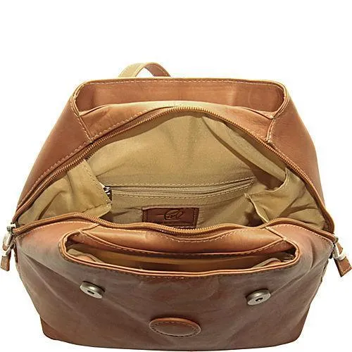 Best Price Online Piel Leather Flap-Over Button Backpack
