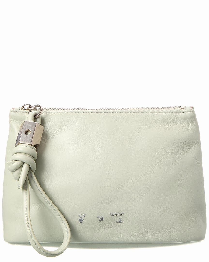 Steal the Deal Now Grab Your Deal Today Off-White Slider Zipped Leather Pouch