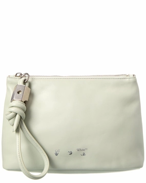 Steal the Deal Now Grab Your Deal Today Off-White Slider Zipped Leather Pouch