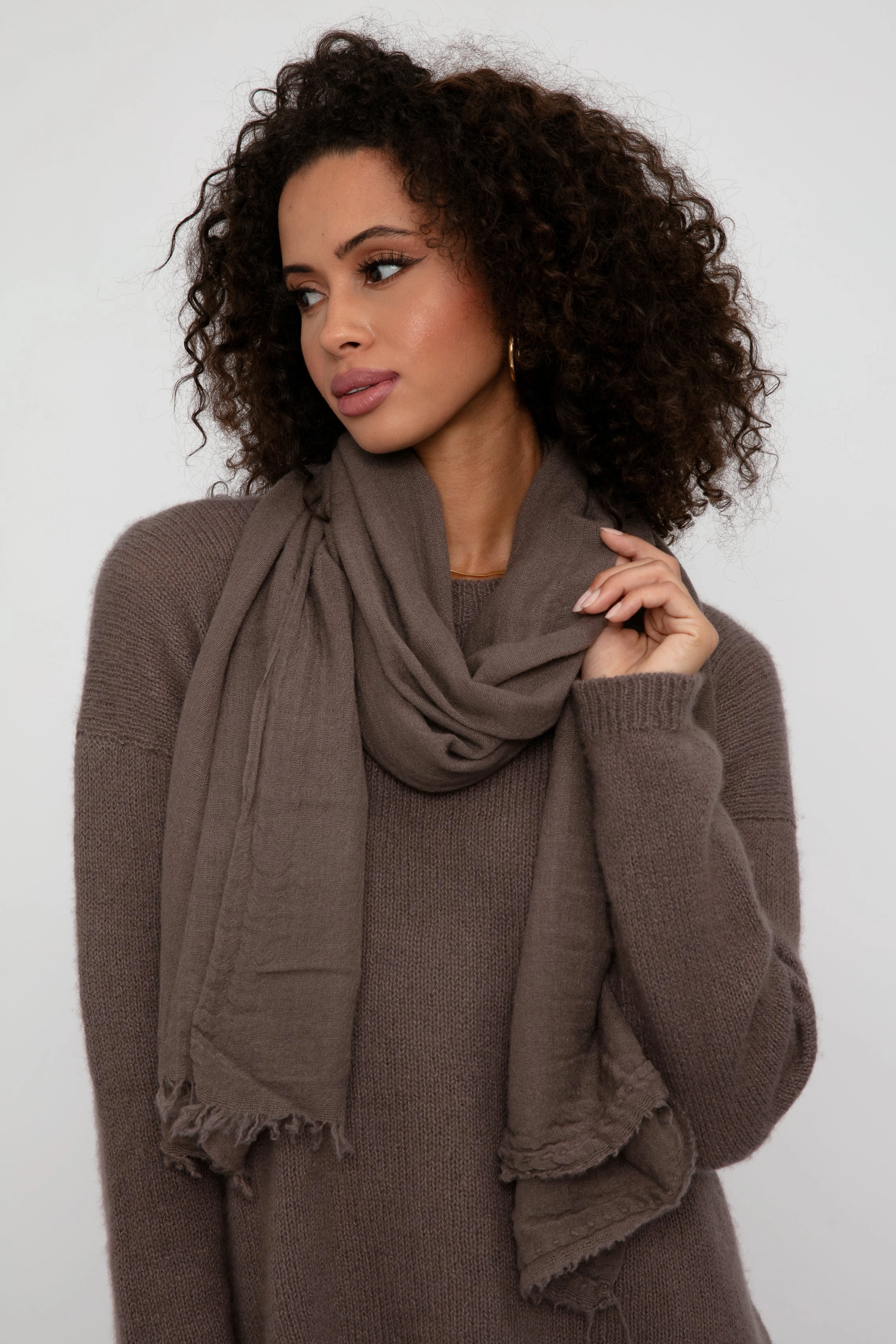 EndofWeek Deals Mega Online Discount Net Cashmere Scarf In Choco