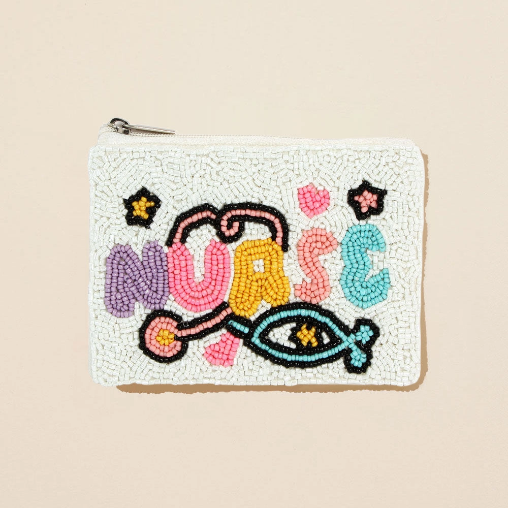 GiftWorthy Sale Nurse Message Seed Beaded Mini Pouch Bag