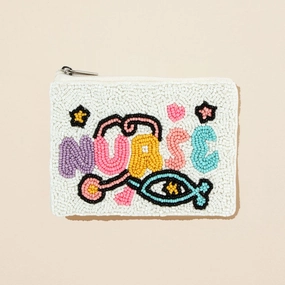 GiftWorthy Sale Nurse Message Seed Beaded Mini Pouch Bag