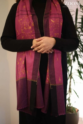 Hand Embroidered Dual Shade Kashmiri Jaal Stole/Wrap - Mauve Pink MustHave Clearance Surprise Discount Today