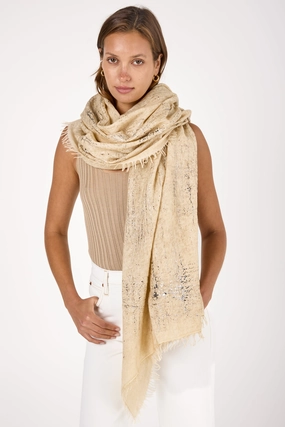 Online Exclusive Offer Cashmere Scarf With Silver Lamination In Burro