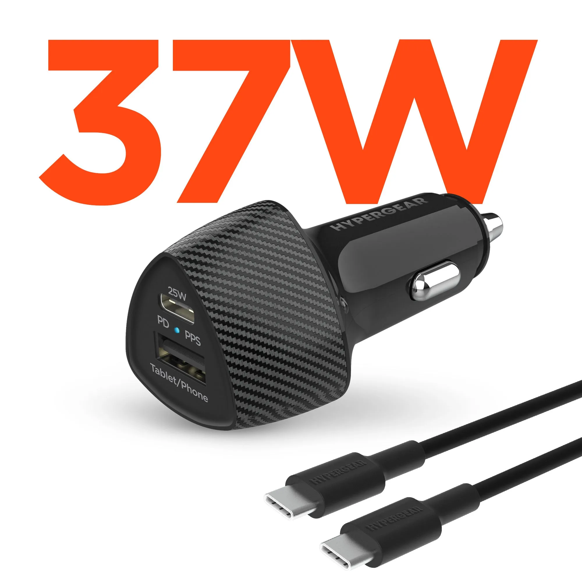 Mega Hot Offer Speedboost 25W Usb-C Pd   12W Usb Fast Car Charger With Pps | Includes 4Ft Usb-C Cable | Black