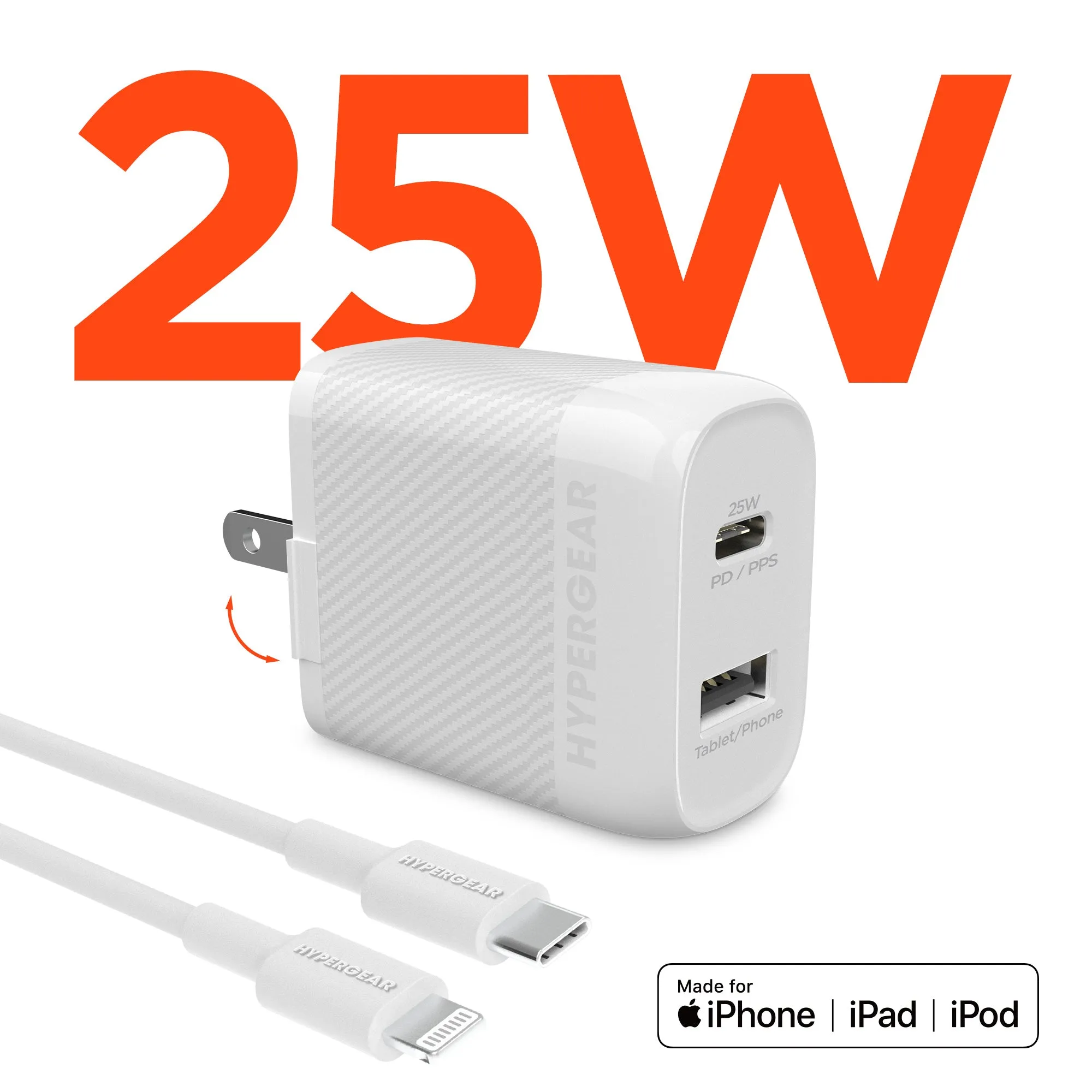 Trending Hot Picks MustHave Items Speedboost 25W Usb-C Pd   12W Usb Fast Wall Charger With Pps | 6Ft Mfi Lightning Cable | White