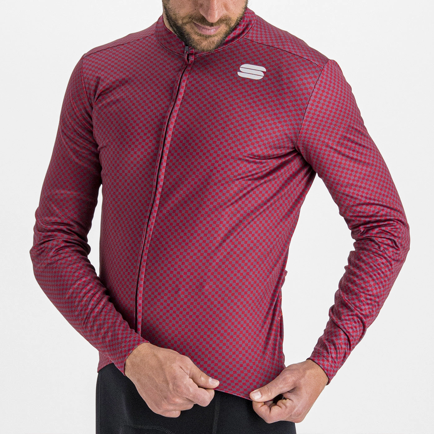 Sportful Checkmate long sleeve jersey - Bordeaux