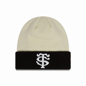 Stade Toulousain Contrast Cream Cuff Knit Beanie Hat Todays Hot Savings Unmissable Deal Today