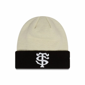 Stade Toulousain Contrast Cream Cuff Knit Beanie Hat Todays Hot Savings Unmissable Deal Today