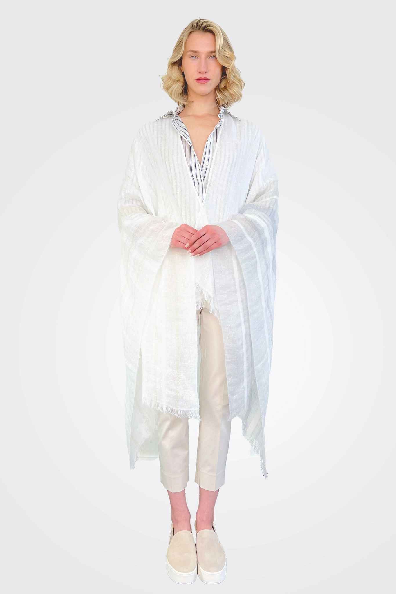 Online Exclusive Deal Linen Scarf - Subtle Stripe