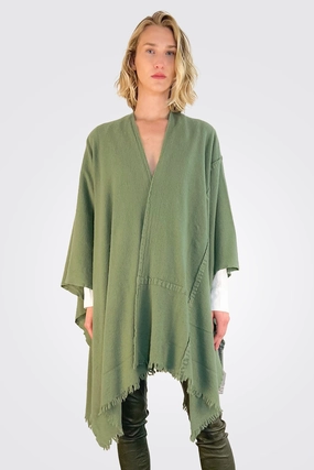 Stitch Detailed Poncho - Pesto Grab Your Hot Pick Trending Hot Picks