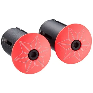Supacaz Star Handlebar Tape Caps - Neon Red