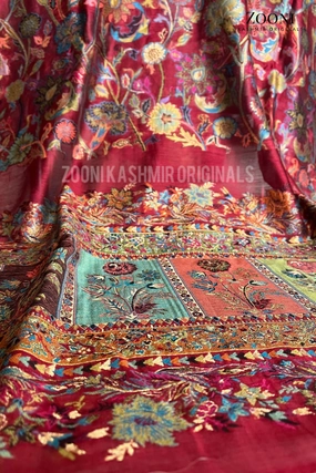 Superfine Kaani Jaamawar Silk Summer Shawl - Mexican Red Trending Hot Picks Exclusive Holiday Deal