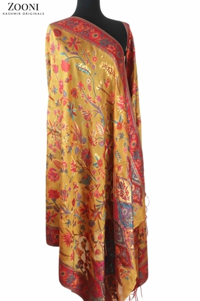 Shop Smart Deals Mega Savings Now Superfine Kaani Jaamawar Silk Summer Shawl - Sunny Side
