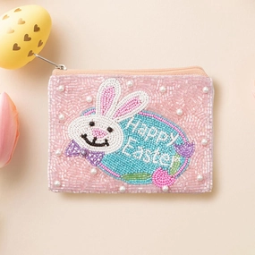 Happy Easter Message Easter Bunny Seed Beaded Mini Pouch Bag Clearance Alert Now Todays Special Picks