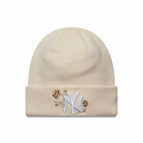 New York Yankees Mlb Sequin Rose Cream Cuff Knit Beanie Hat Trending Now Discount