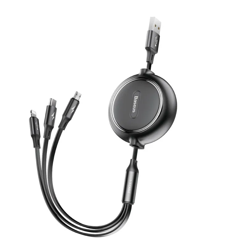Baseus Golden Loop 3-In-1 Elastic Data Cable Usb-Micro Usb/Lightning/Usb-C 3.5A Hot Offer Ending Soon Grab Your Deal Today