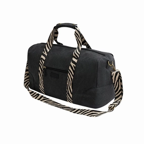 Clearance Savings Now Trending Hot Deal Escape Classic Canvas Weekender Bag With Zebra Print Straps  Black