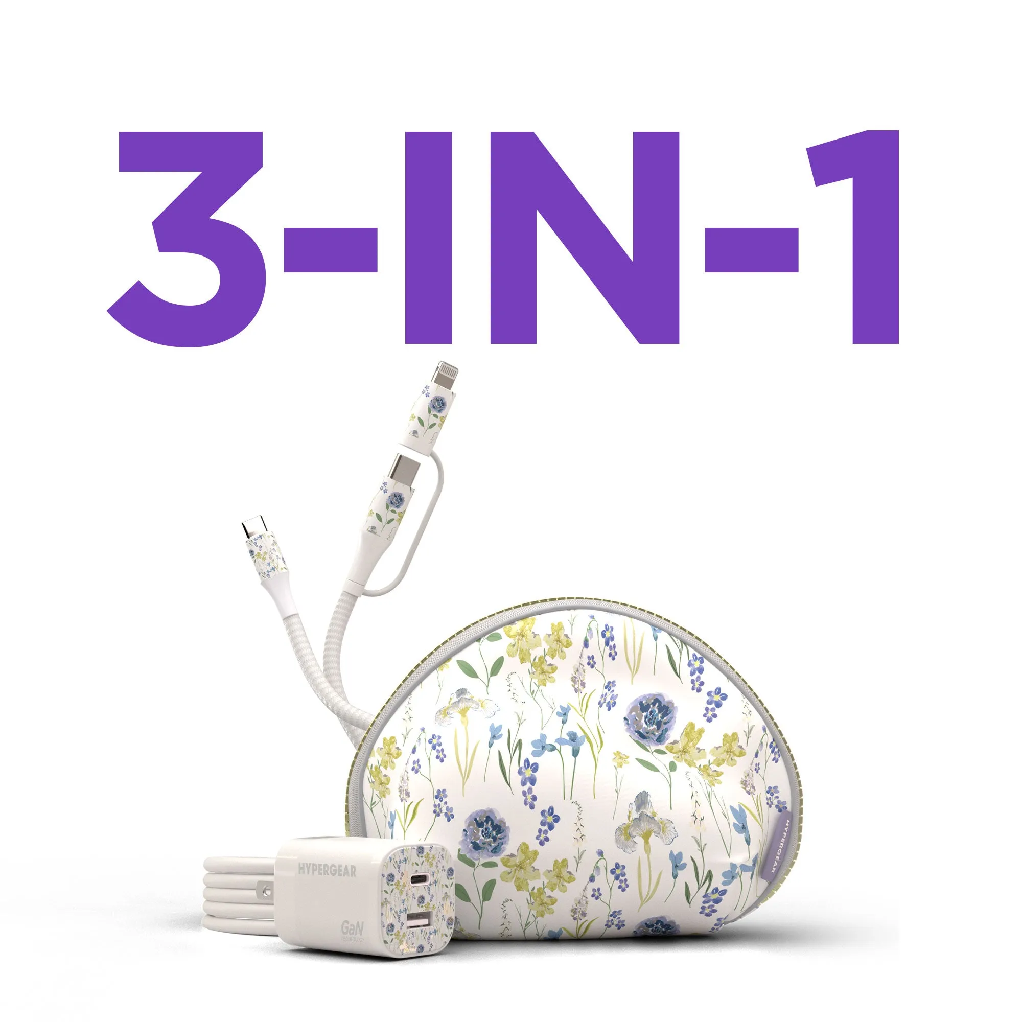 Techcessories | 30W Usb-C Pd Charging Kit With Travel Pouch | Floral Today Only Savings Limited Time Steal