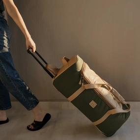 Dont Wait Save Today Thandana Wax Canvas & Leather Wheeled Duffel Bag